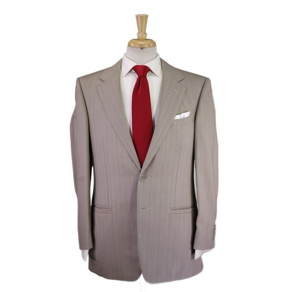 Gianni Versace Couture Vintage Mens Brown Zig-Zag Wool 2-Btn Wool Suit 38R